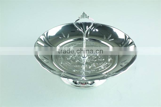 stainless steel stock Ceramic one layer silver cake stand holder fruit plate