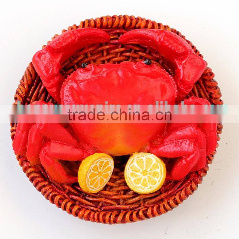fashionable seafood red crab resin fridge magnet souvenir
