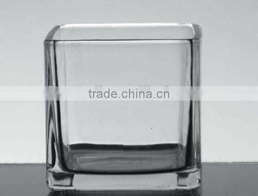 Clear Different Sizes Square Thick Glass Candle Holder for Home&Gardon