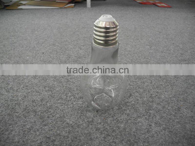 transparent bulb shape glass dringking bottle with straw