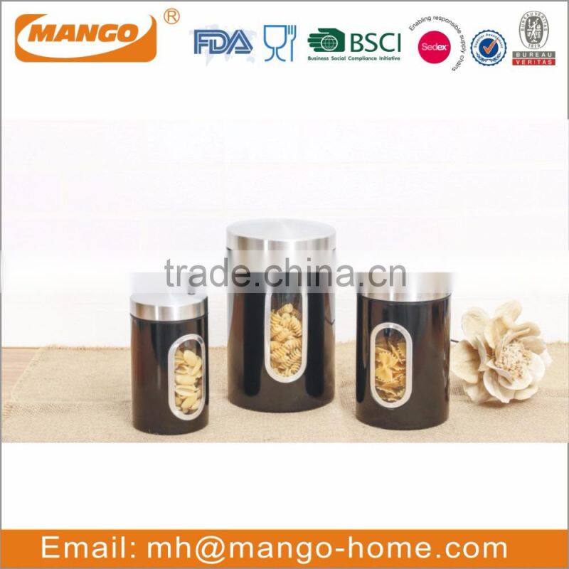 Promotional very durable round metal kitchen canister