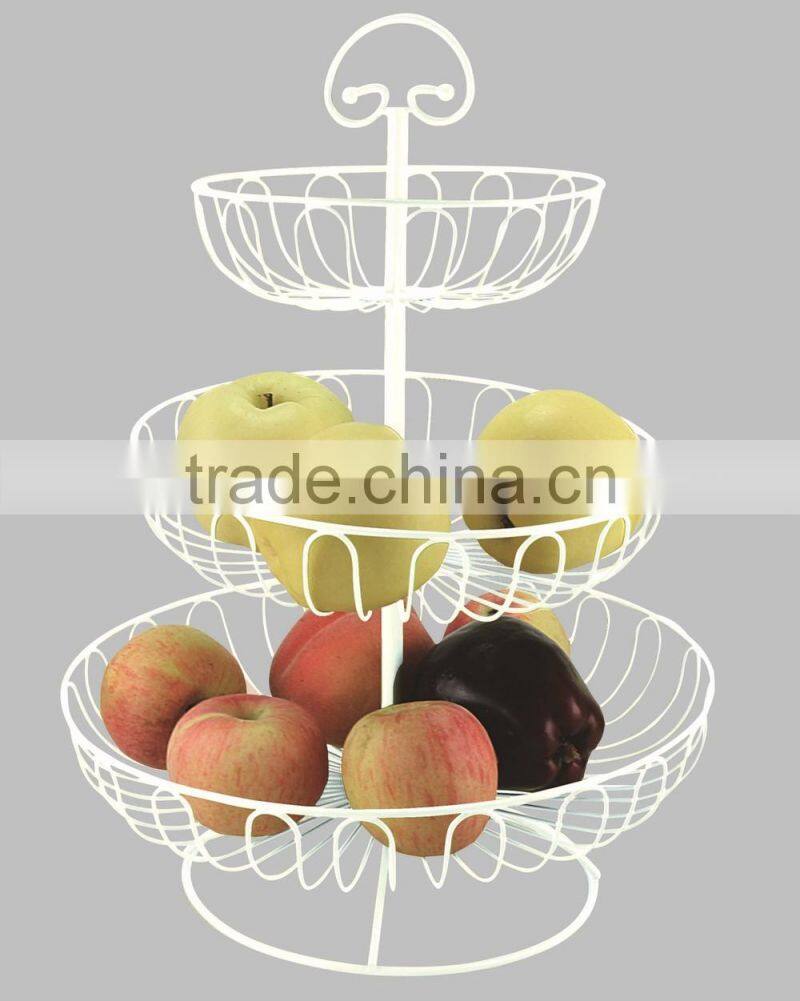 foldable iron /stainless steel/powder coated 3 -tiers cupcake stand-wirefruit basket