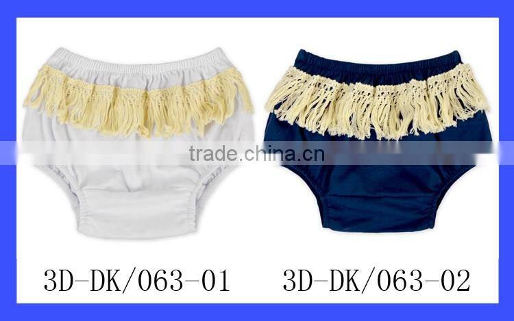 Unisex Baby Boys And Girls Solid Color Tassel Underwear Diaper Cover Navy Bloomers For Kids