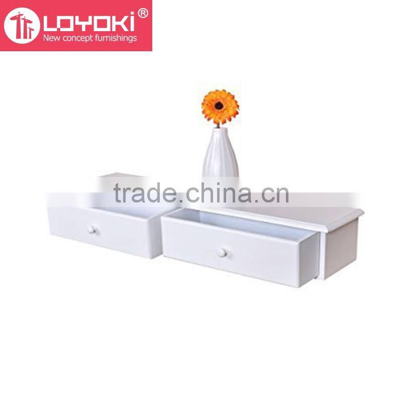 Wall-Mounted Storage Shelf with 2 Drawers living room wall decor MDF wood floating shelf