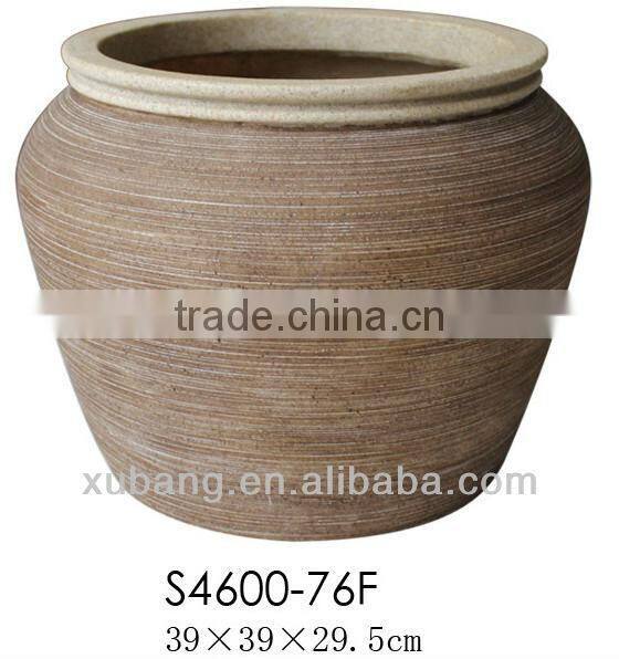 Sandstone Fashion Ribbed Finish Flower Pots Wholesale Big Flower Vase