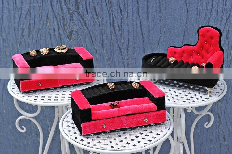 Velvet pink jewelry rack jewelry box