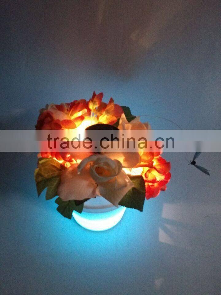 cheap home decoration plastic PE solar led light garden flower pot