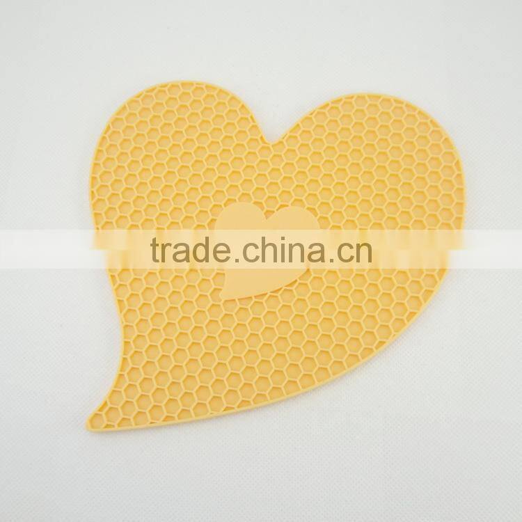 Lover heart cellular shaped Heat Resistant Silicone Pot Holder/Mat/Pad/Trivet/Coaster