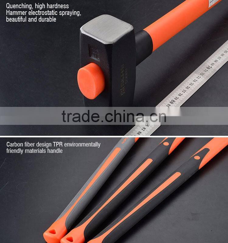 Professional 3kg Carbon Steel Stoning Stong Hammer With Long Flbreglass Handle