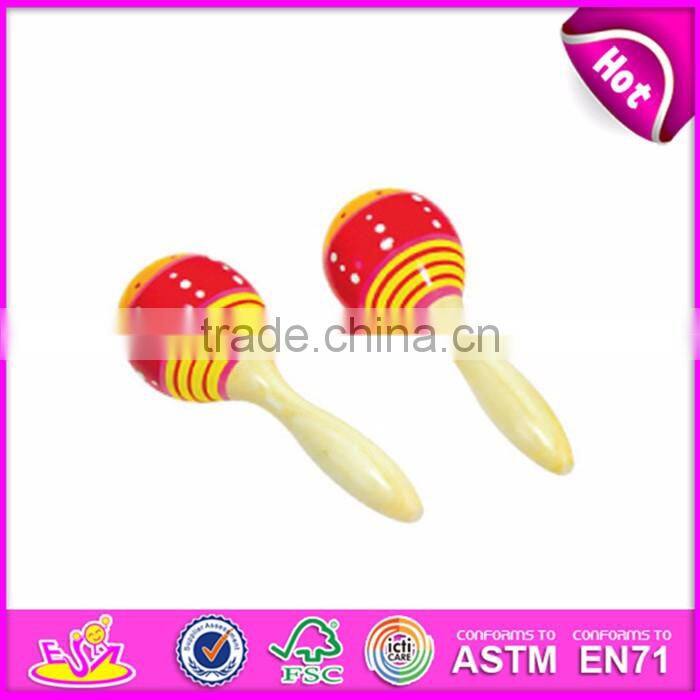 2017 Handmade toy percussion instrument wooden baby maracas for sale W07I059