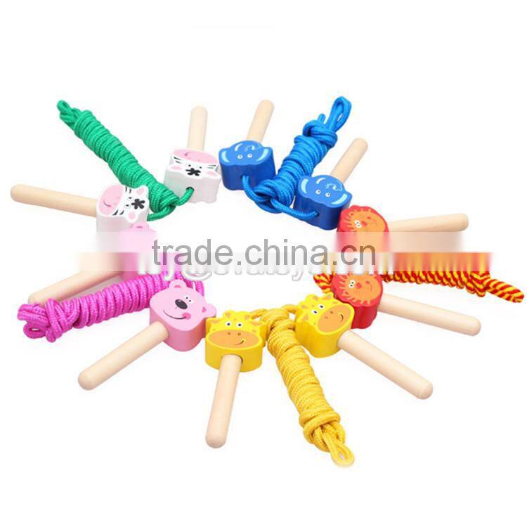 Wholesale cheap cartoon wooden multi-functional skipping jump rope for kids W01A120-S