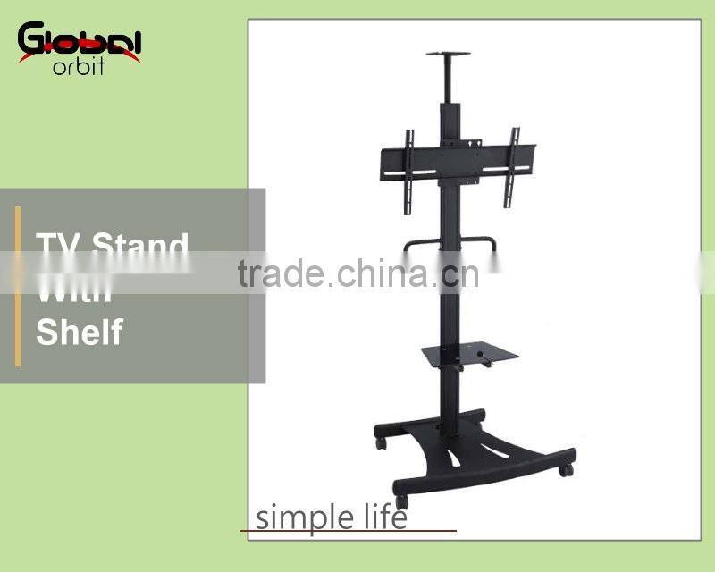 Rotate LCD TV screen holder floor stand cart with adjustable projector rack