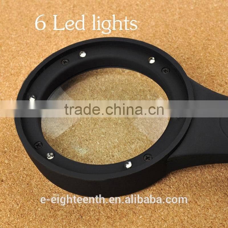 2016 New TH600559 4-10X loupes ABS material high rubber magnifying lens Handheld Magnifier quality frosted with LED UV lamp