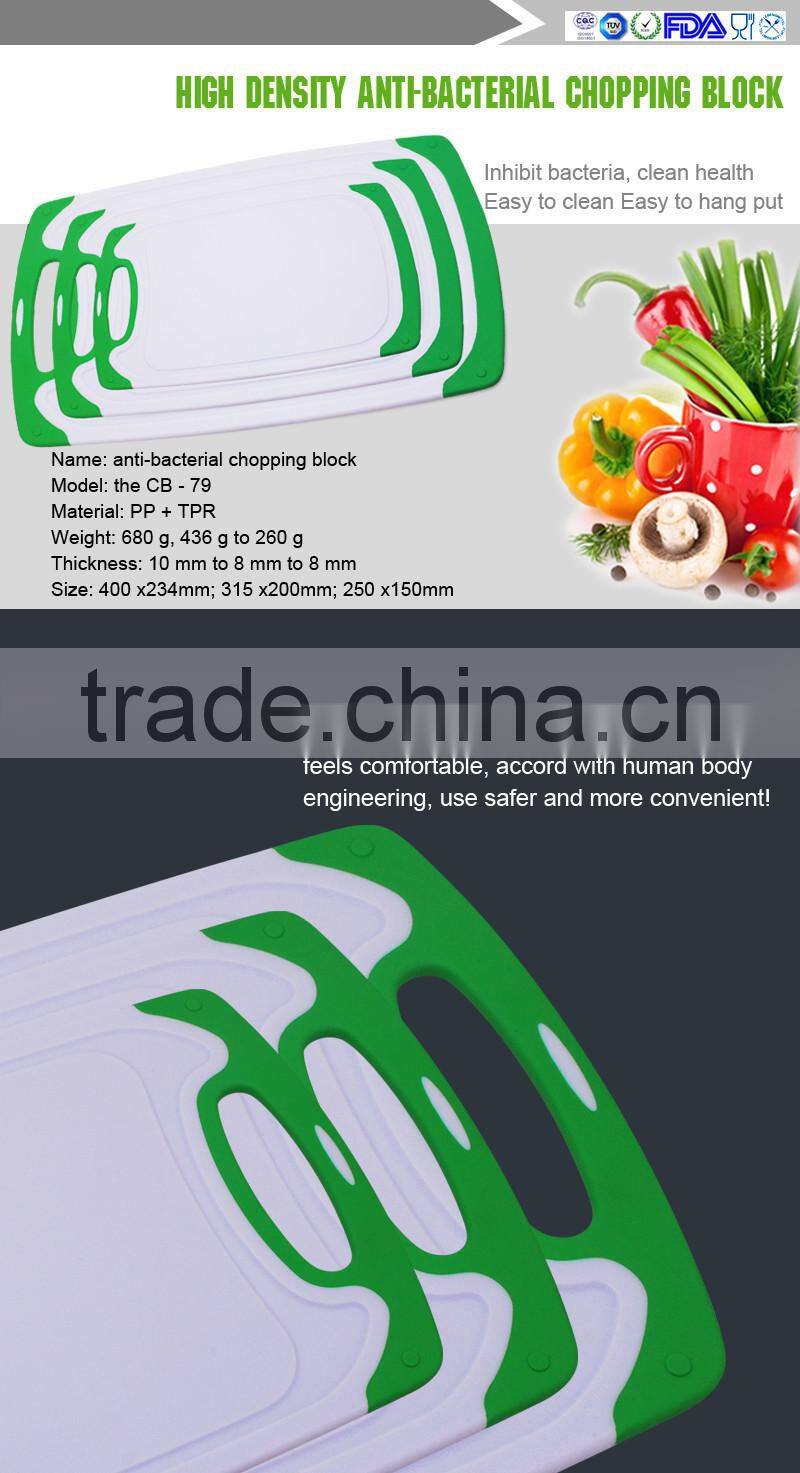 Manufacturer of promotional big medium small 3 PCS green plastic cutting board, and PP cutting board