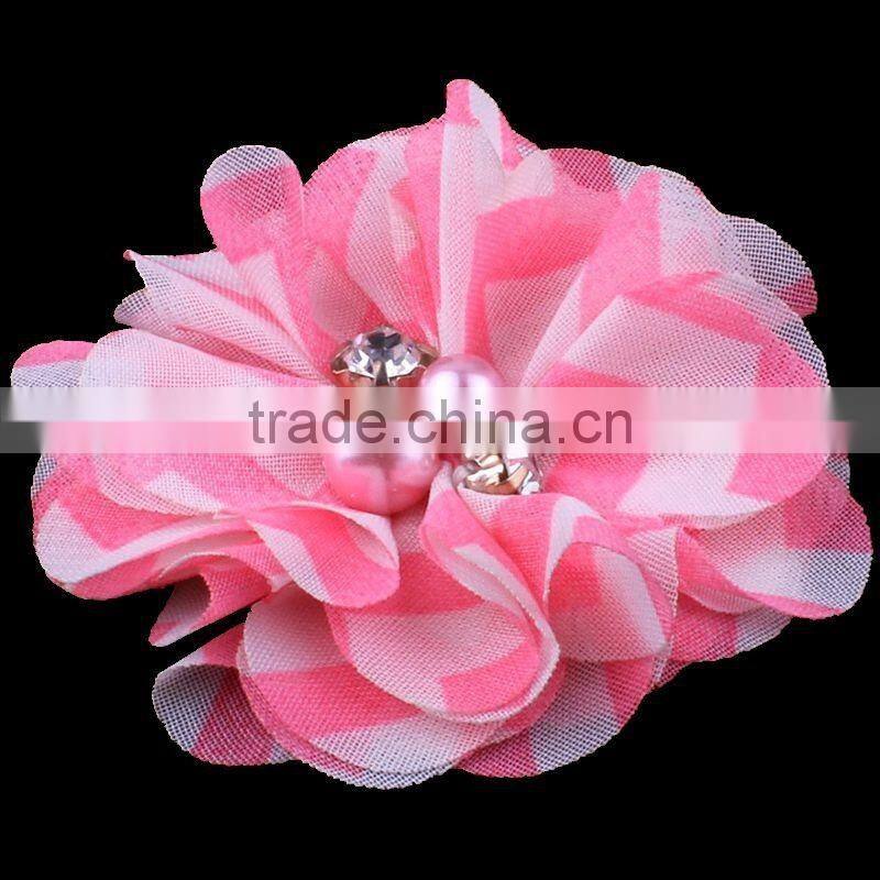 handmade fabric flower with pearl in center headband for kids hair accessories