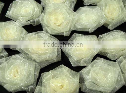 Polyester satin ribbon handmade flowers for dress