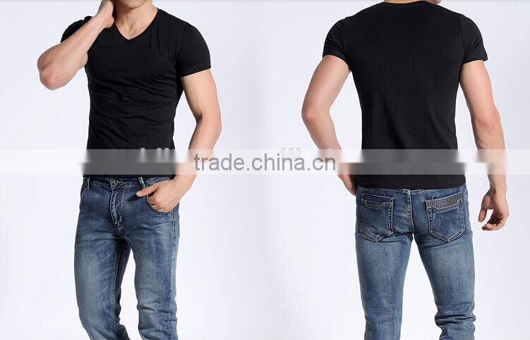 Factory OEM v-neck white t-shirts wholesale ,summer running men gym sexy short sleeve v neck t shirts