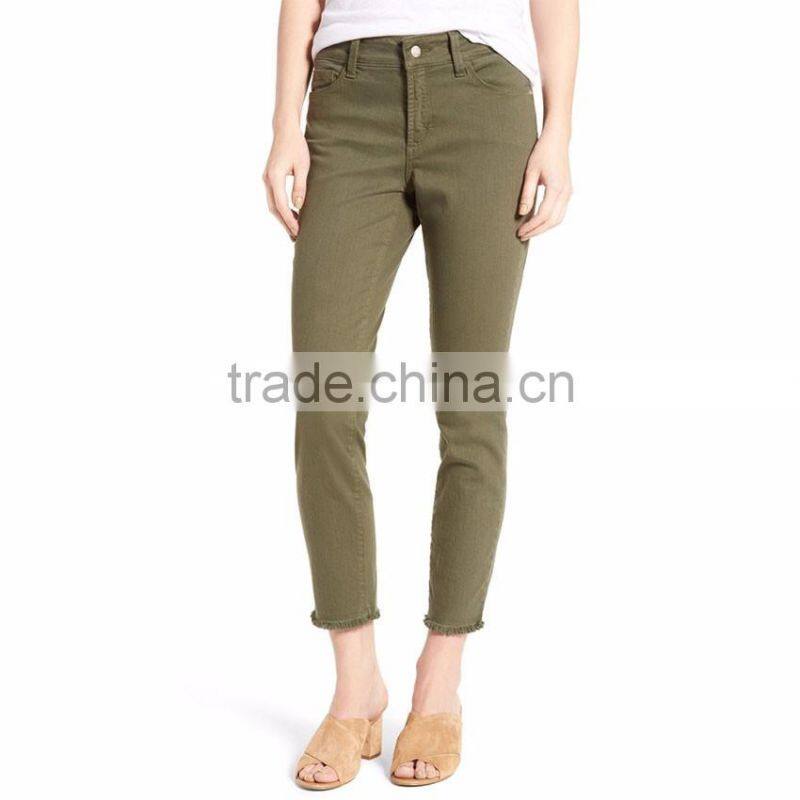 Nichelle Frayed Stretch Twill Ankle Pants