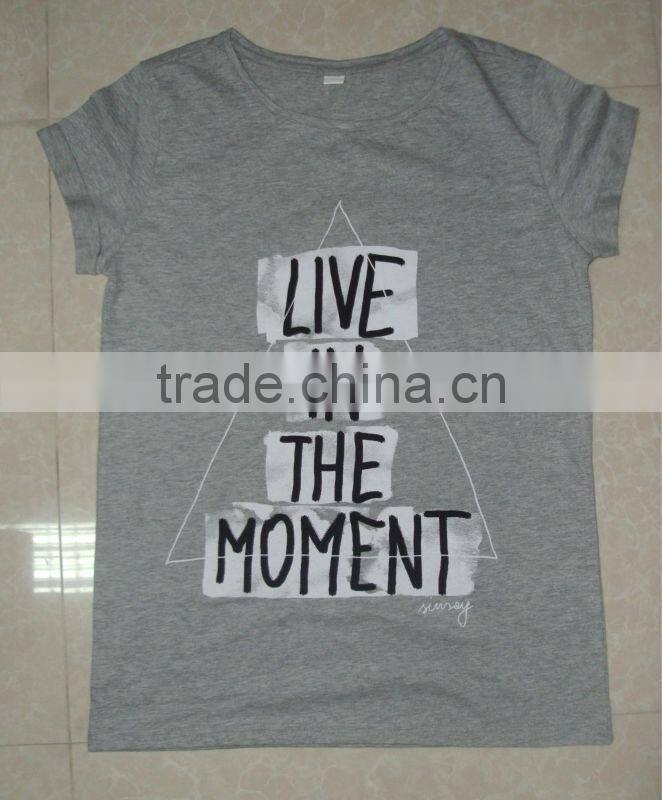 women short sleeve screen printed t-shirt , super soft t shirts