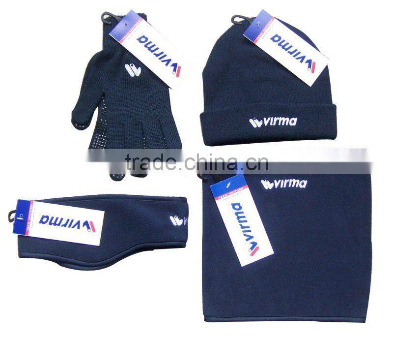 men polar fleece scarf glove hat warm set