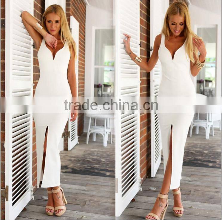 new arrival bodycon ladies white dress Evening gown
