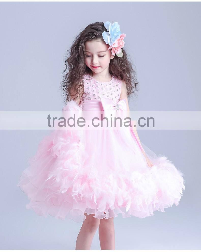 Pink Flowers Girl Dresses With Rhinestone Angel Dress