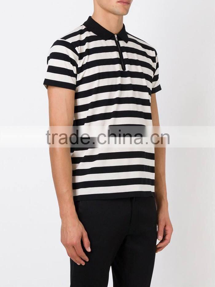 High quality striped black and white cotton polo shirt for male