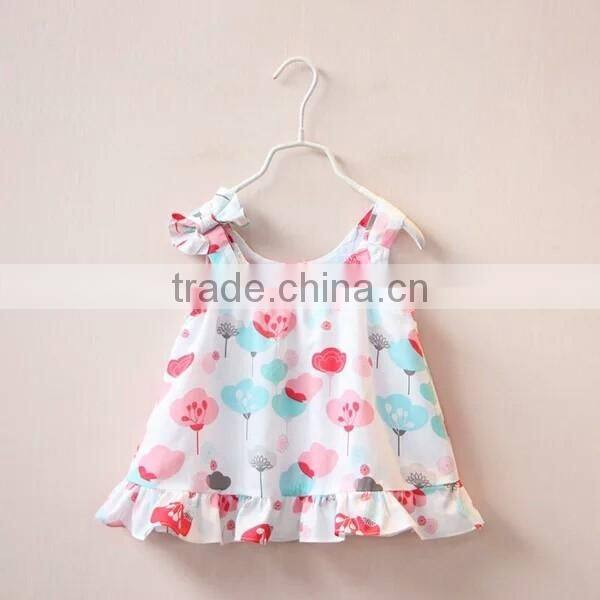 2016 New Print Design Flower Ruffles Baby Girls Dresses