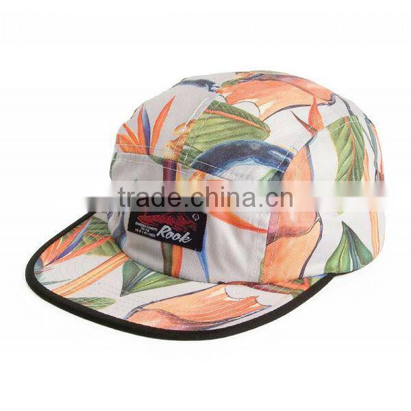 Floral crown suede brim custom 5 panel hat and Cap