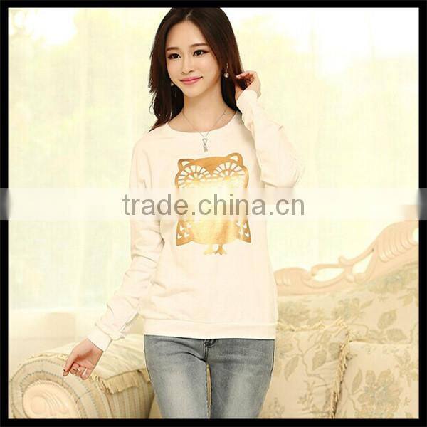 Spring new design european style vogue owl printed crewneck sweatshirt,women wear sweatshirt