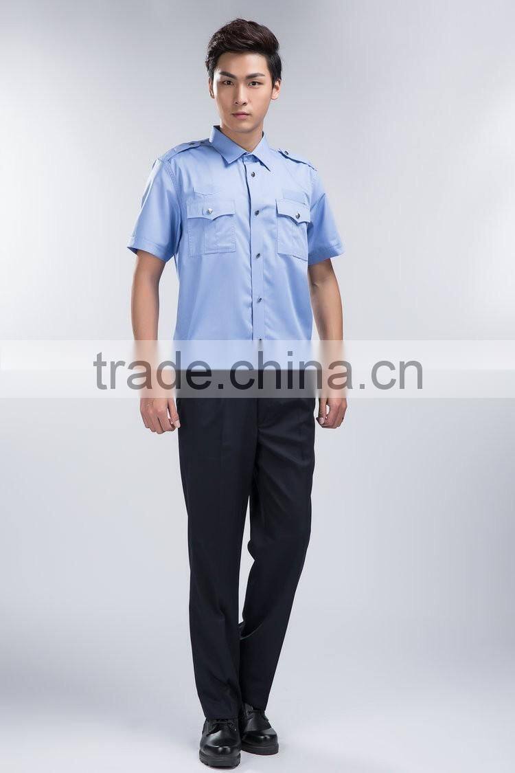 Juqian 2016 Cheap Short Sleeve blue cotton/polyester Security Shirt Uniform,Customize Security Guard Uniform Shirts
