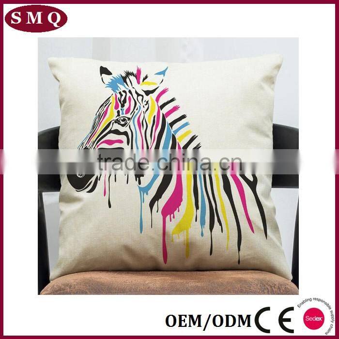 Zebra Print 100% Cotton Throw Pillow Cover
