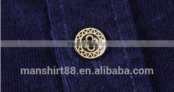 2017 mens long sleeve contrast color fake pocket corduroy shirt