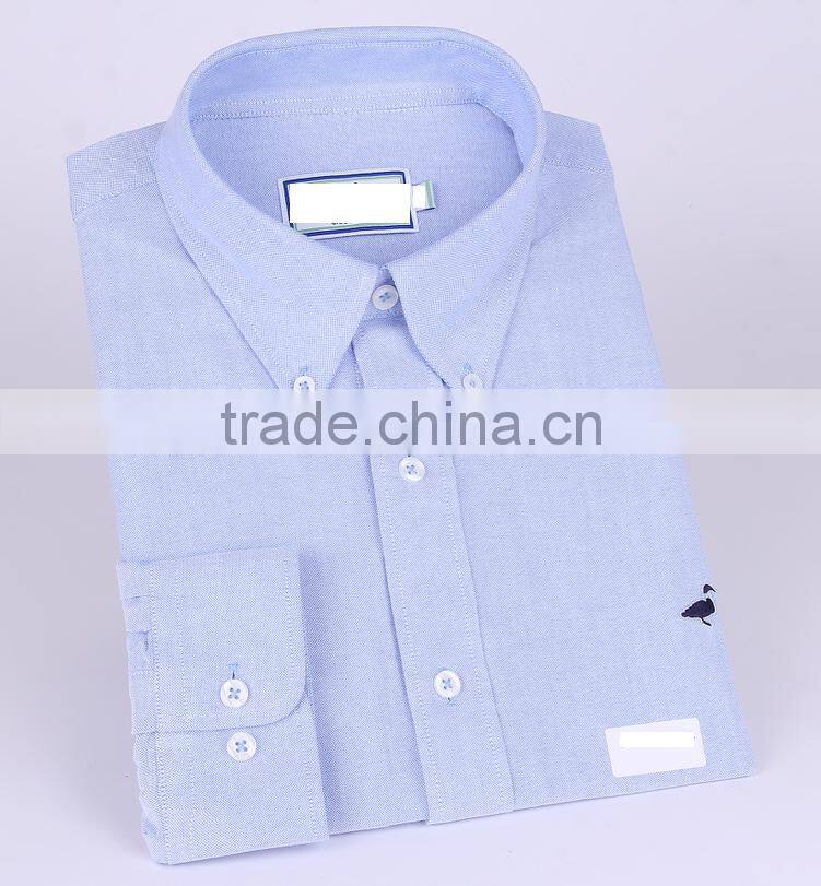 2017 new blue oxford men's long sleeve casual shirt wholesale