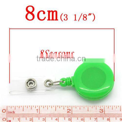 Green Plastic Buckle Security ID Card Badge Holder Reels 8cm