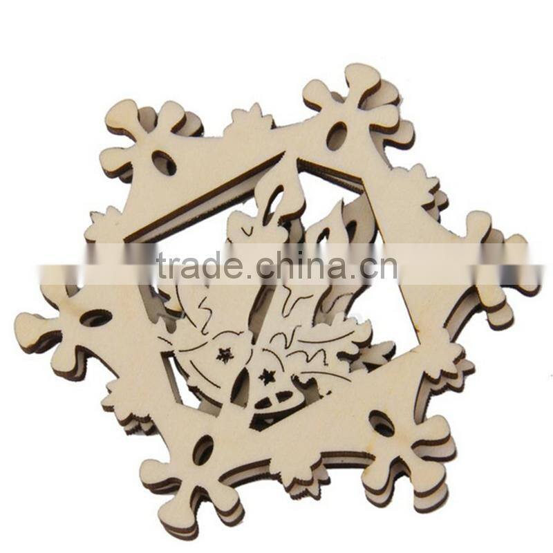 Christmas Ornament Laser Cut Snowflake Wood Hollow Crafts