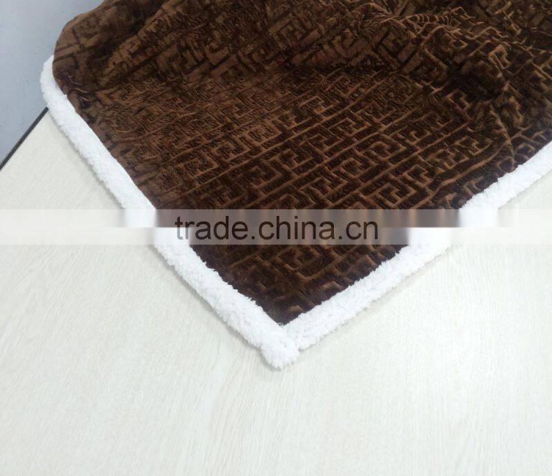 2015 new hot products soft brushed blanket with Sherpa fleece