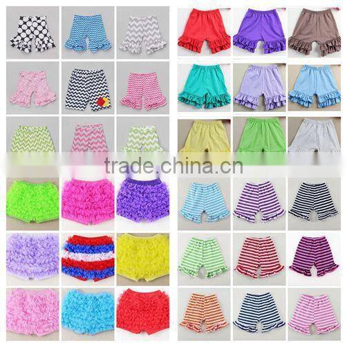 Boutique Double Ruffle Pants Childrens Chevron Pants wholesale Summer Cotton knit ruffle pants for girls