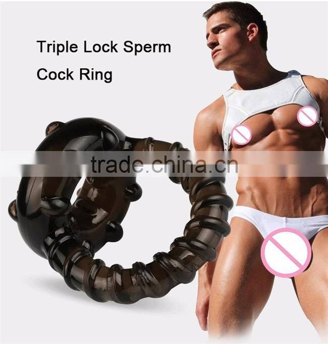 Male Penis Ring Triple Lock Sperm Time Delay Cock Rings Ball Stretcher Chastity Belt Sex Toys