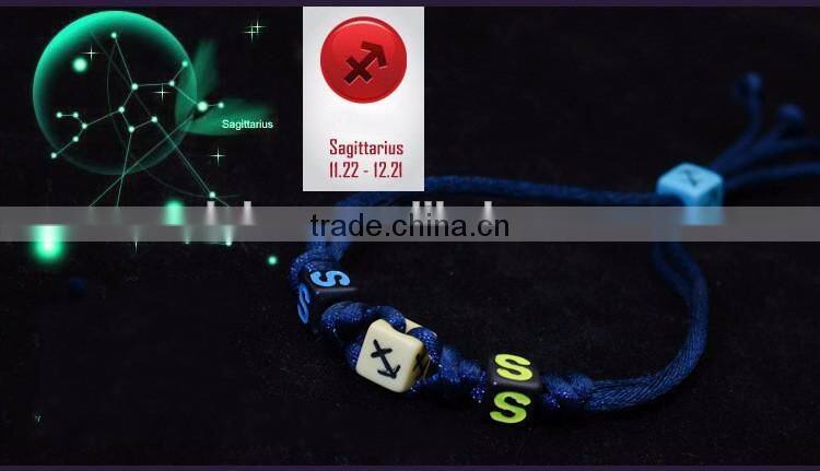 Latest Colorful Handmade Handicraft Braided Vintage 12 Zodiac Sign Charm Bracelet