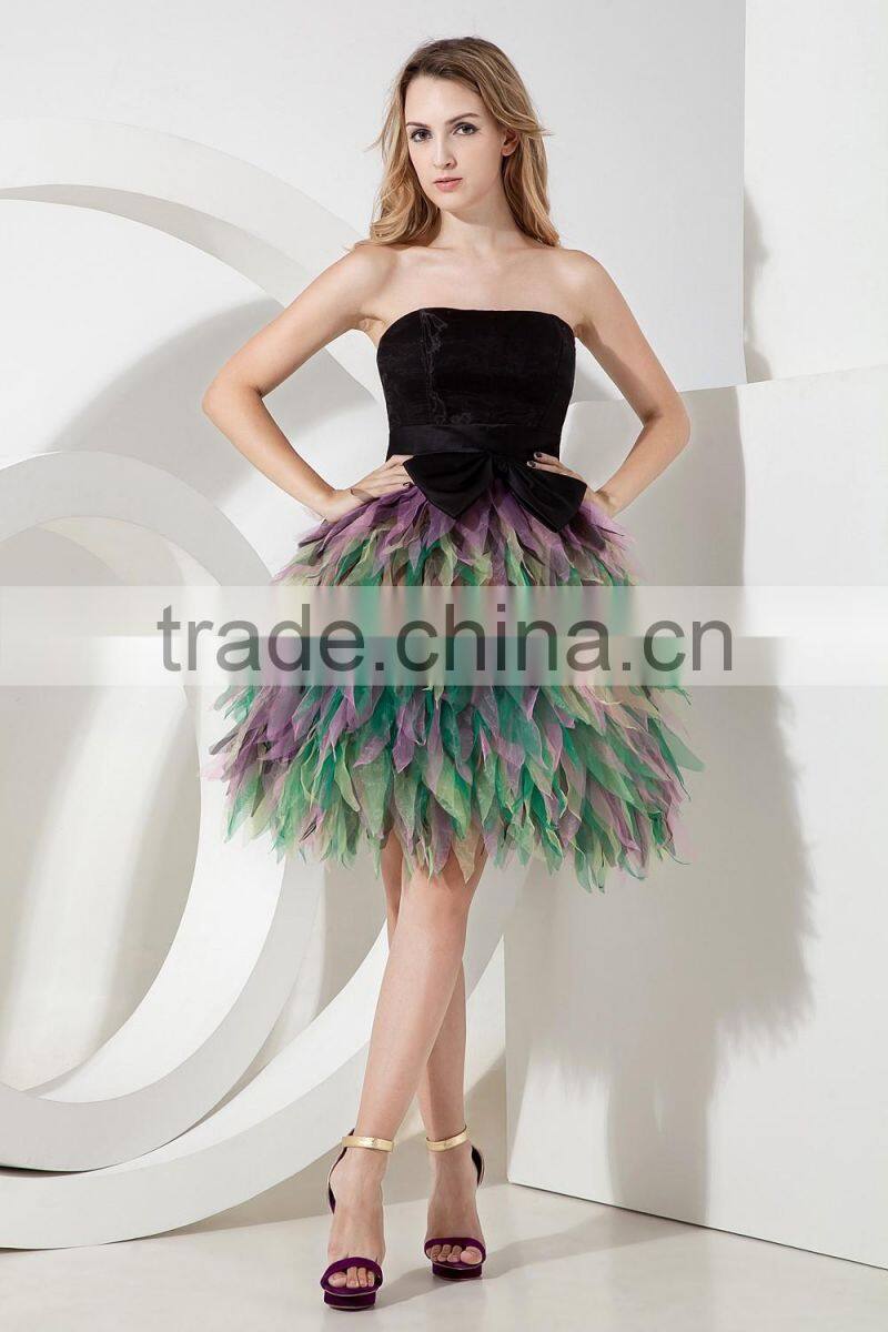 2017 wholesale simple style imitation silk mini-length prom dressesED137