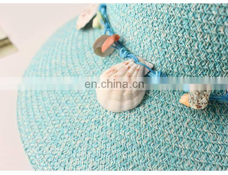 Bohemia Sunshade Straw Hat Handwork Beach Cap Shell a String Of Beads Sunbonnet