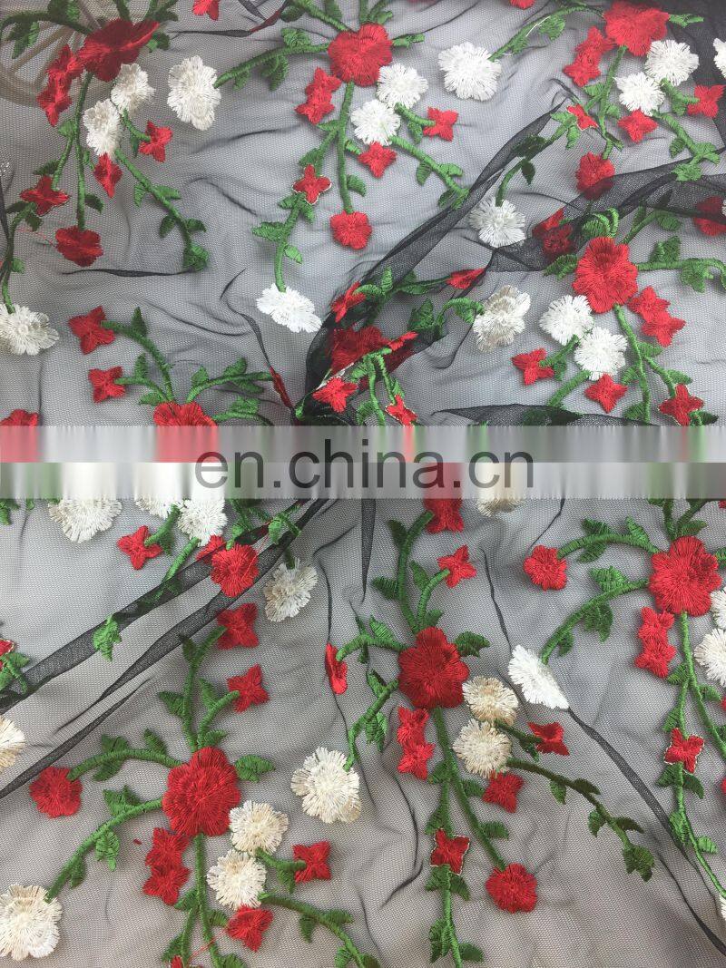 2017 popular fashion embroidery flower dress making lace fabric HX-014