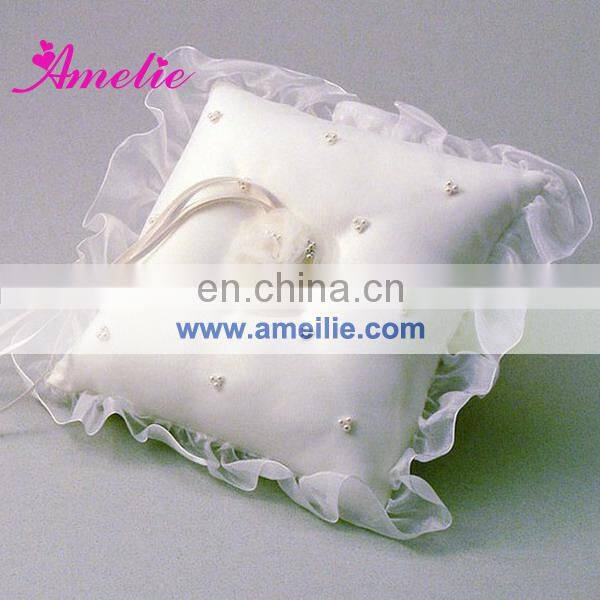 AR9272 White and silver wedding ring bearer ring pillow