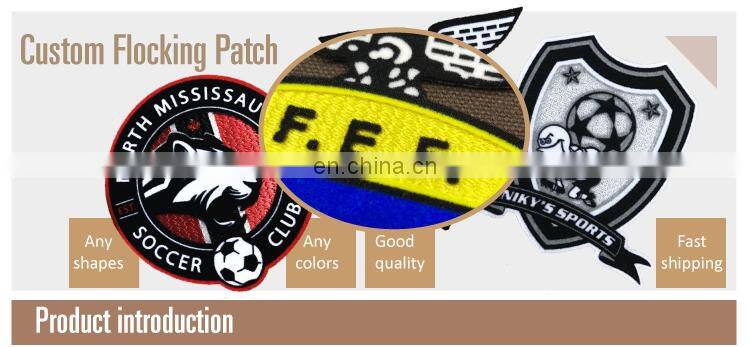 sublimation flock football shirt soccer patches flocking badge
