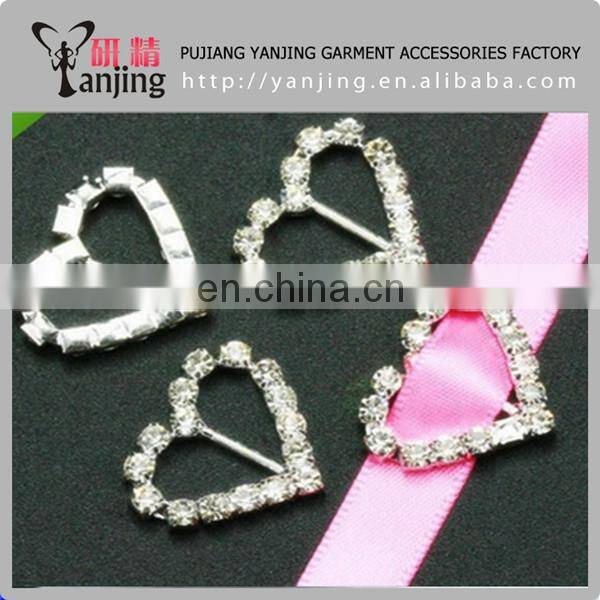 Grade A Rhinestone Heart Buckles Wedding Ribbon Slider 25mm Bar