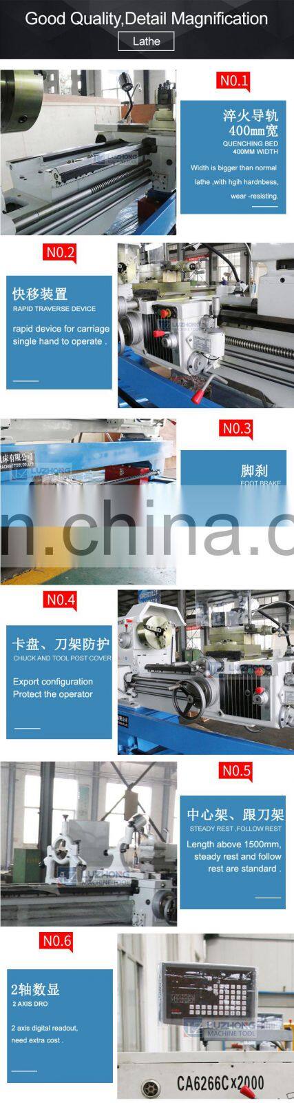 CA6250B 80mm Spindle Hole Horizontal Gap Bed Lathe Machine Price