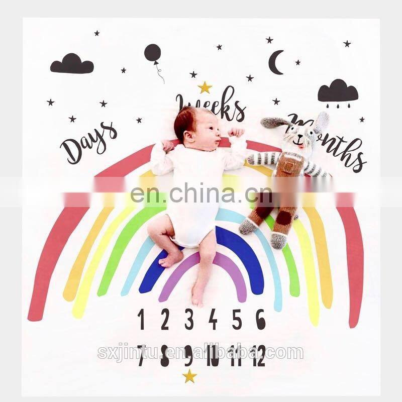 Soft fleece Custom your designs Baby Monthly Milestone Blanket