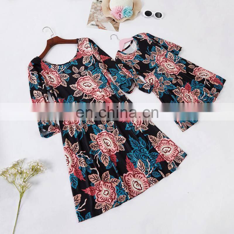 Mother daughter dresses 2019 Vintage Floral Mini Dress Mom and daughter dress Mother and daughter clothes ropa madre e hija