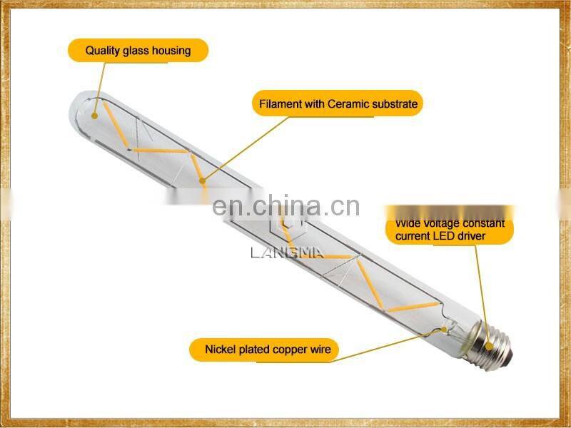 Langma antique Edison light bulb E27 220V long tube decorative light bulbs creative art flute bulbs T30